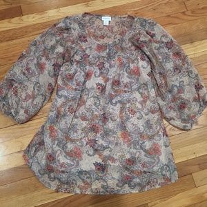 Sheer Paisley Maternity Blouse